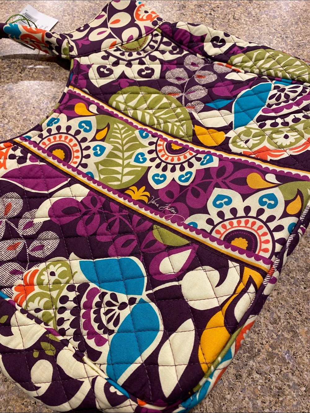 NWT Vera Bradley Plum Crazy Two Way Tote Quilted Bag With Detachable Strap MUSTY - Picture 15 of 16